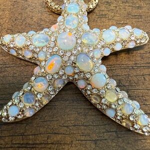 Source Unknown Iridescent Opal and Crystal Starfish Necklace